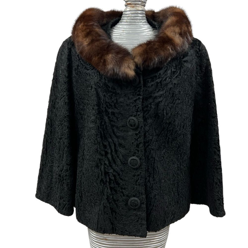 Vintage Russian Broadtail Sable Collar Fur Jacket Authentic Luxury Grandmacore